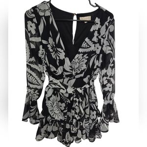 Black and White Floral Romper